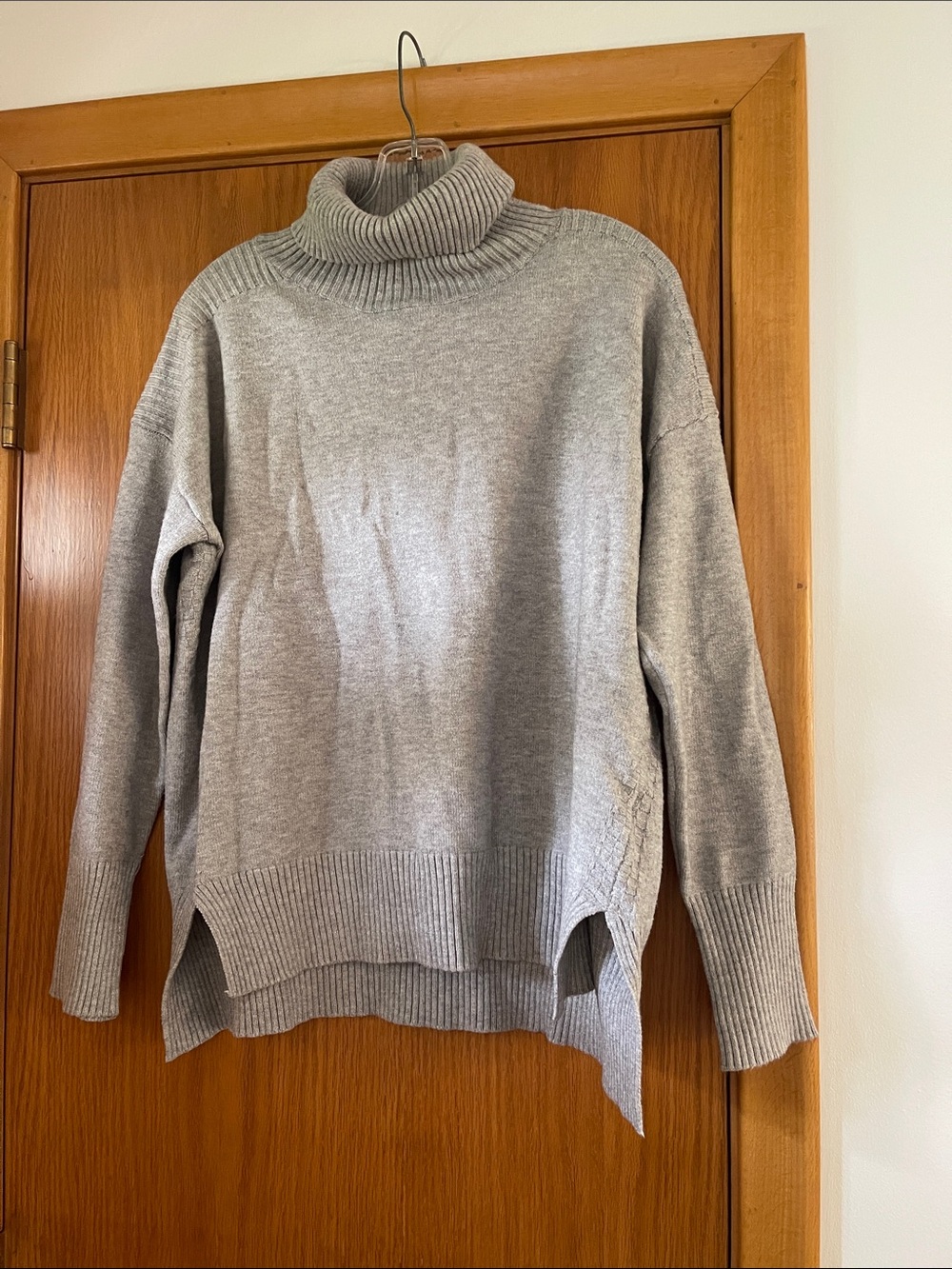 Hem & Thread Light Gray Ribbed Turtleneck Sweater